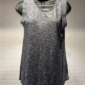 W5 Charcoal Tank Top with Patterned Straps